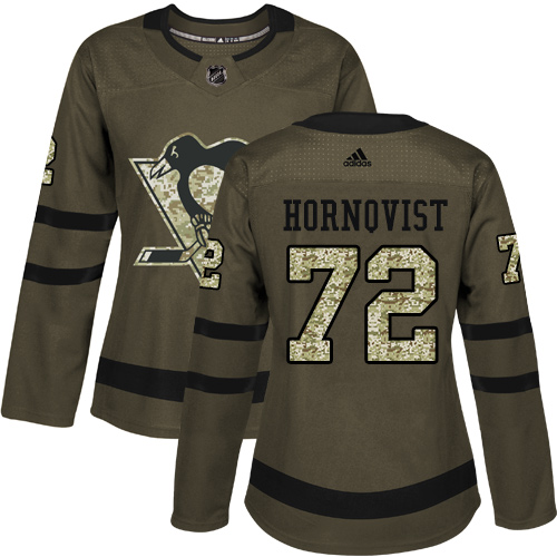 Adidas Penguins #72 Patric Hornqvist Green Salute to Service Women's Stitched NHL Jersey - Click Image to Close